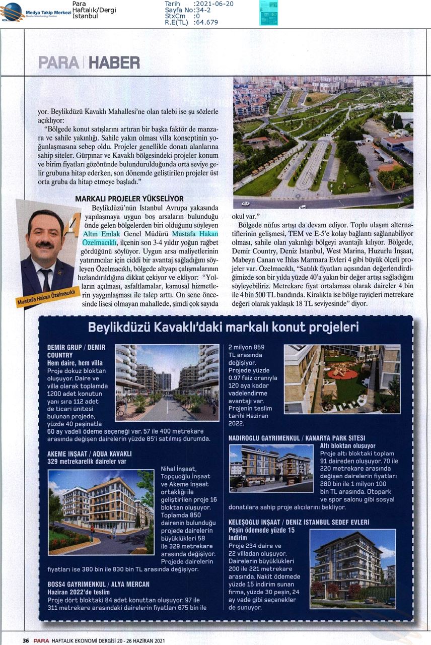 Para Dergisi'ndeyiz: Beylikdüzü'nde Markalı Projeler Yükseliyor!