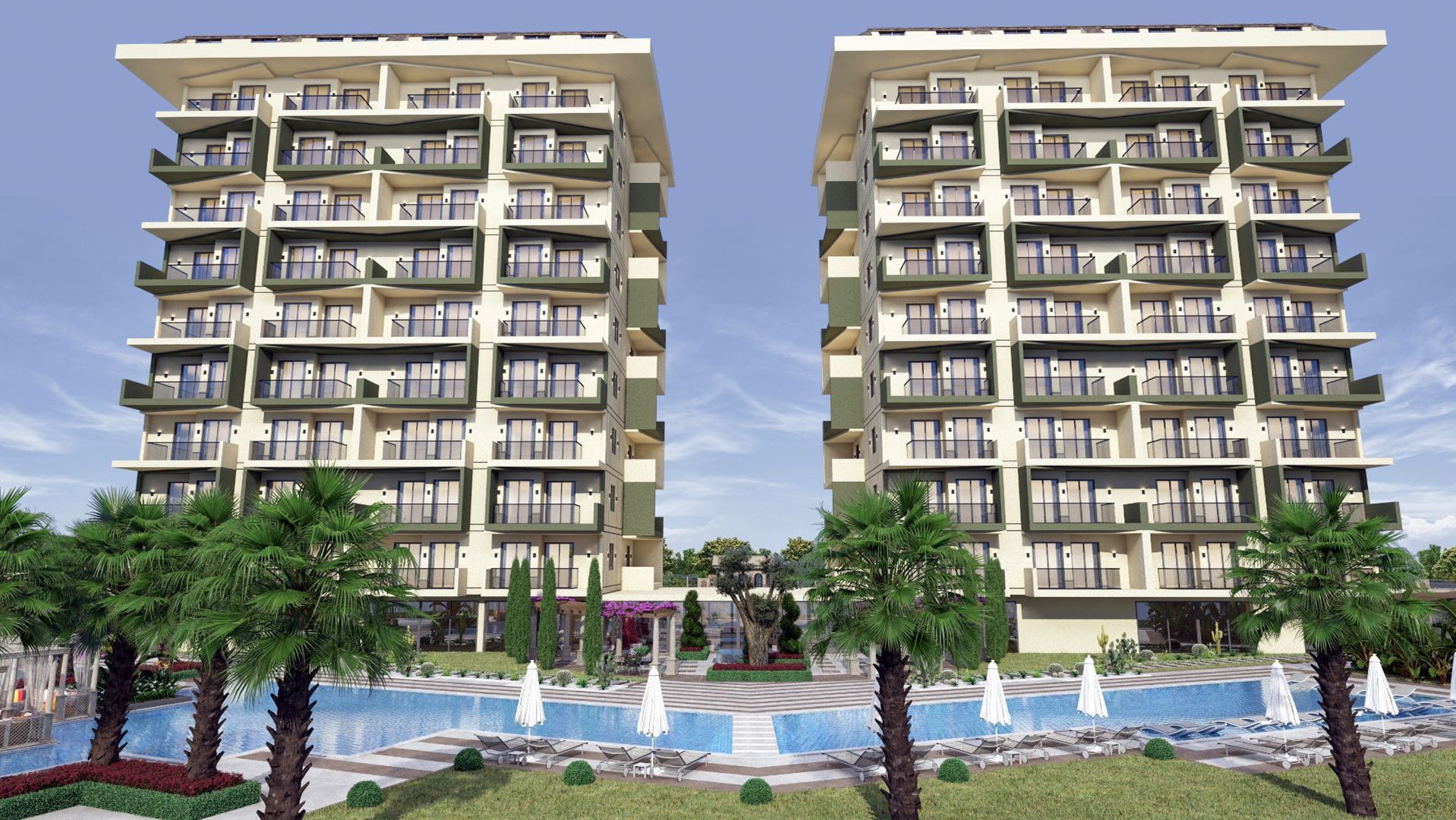 Alanya Demirtaş'ta Lüks Site içerisinde Satılık 1+1 Daire
