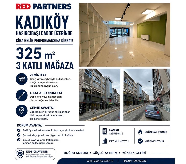Kadıköy Osmanağa mah 320m2 Mağaza10mt Hasırcı başı cad Cepheli