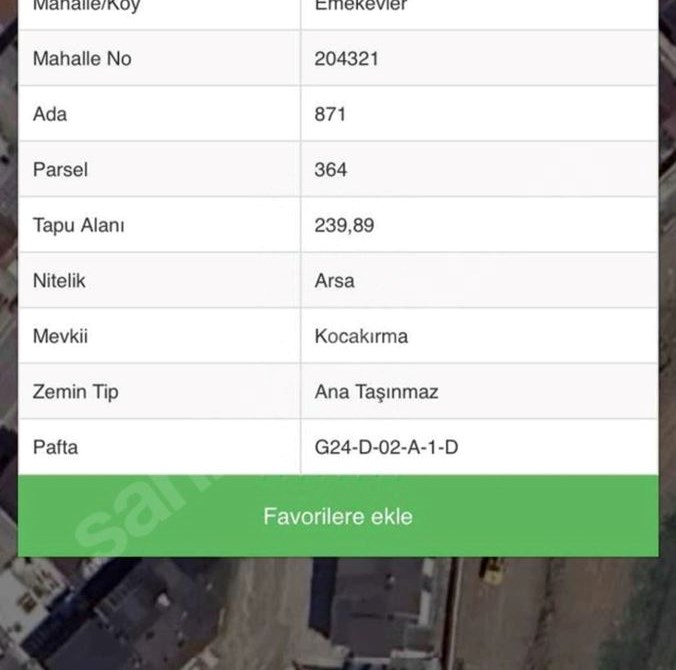 **KARTEPE EMEKEVLER’DE %40 İMARLI PARK & ANA CADDE CEPHELİ – 240 m² SATILIK ARSA**