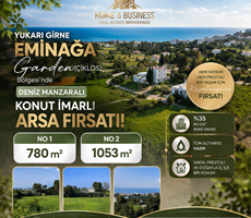 Yukarı Girne Eminağa Garden (Ciklos) bölgesi’nde, deniz manzaralı konut imarlı arsa fırsatı! 🌿🌊