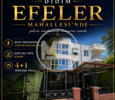 DİDİM EFELER'DE KENT MEYDANINA YAKIN HAVUZLU SİTEDE 4+1 TRİPLEKS VİLLA