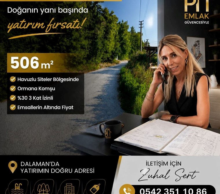 Dalaman Altıntas mah satılık 506 m2 3 kat izinli satılık arsa
