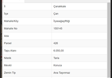 ÇANAKKALE ÇAN İLYASAĞAÇİFTLİĞİ MH. 6.050 M2 ARAZİ