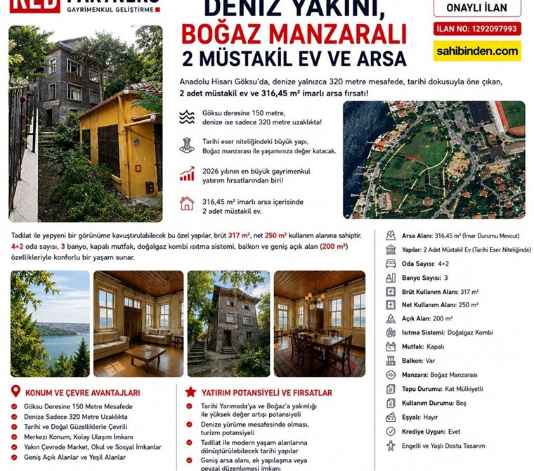 Beykoz Göksu'da Satılık Beykoz Göksu'da Satılık Lüks 4+2 Müstakil Köşk, 316 m², Boğaz'a Yakın Konum