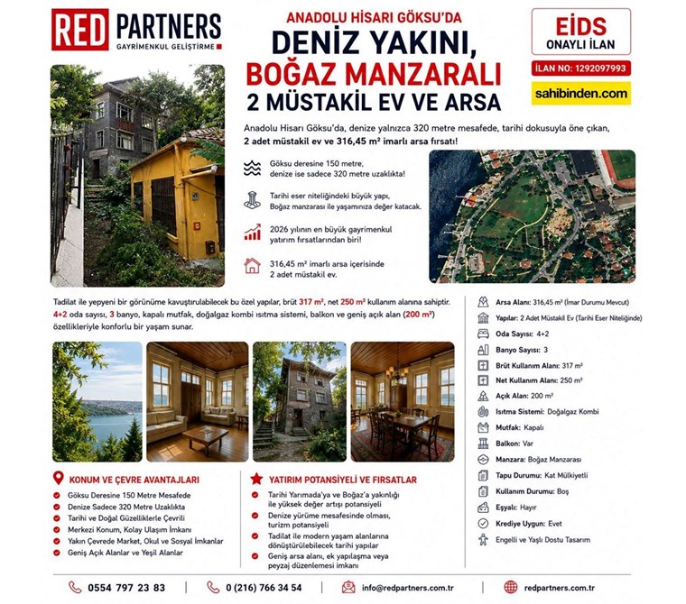 Beykoz Göksu'da Satılık Beykoz Göksu'da Satılık Lüks 4+2 Müstakil Köşk, 316 m², Boğaz'a Yakın Konum