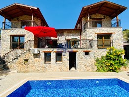 Furnished detached stone Villa for sale in Fethiye Kayakoy 4+1 300m²