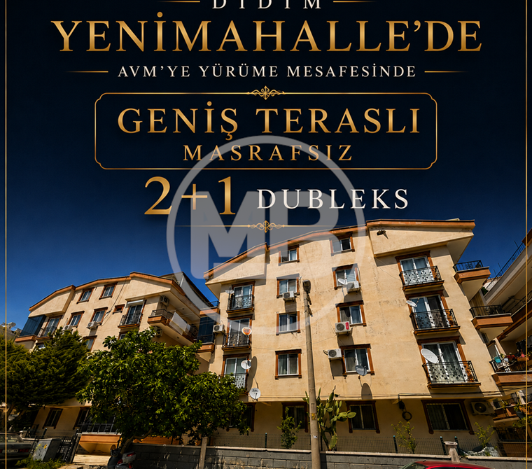 DİDİM YENİMAHALLE'DE MERKEZE YAKIN GENİŞ TERASLI 2+1 DUBLEKS
