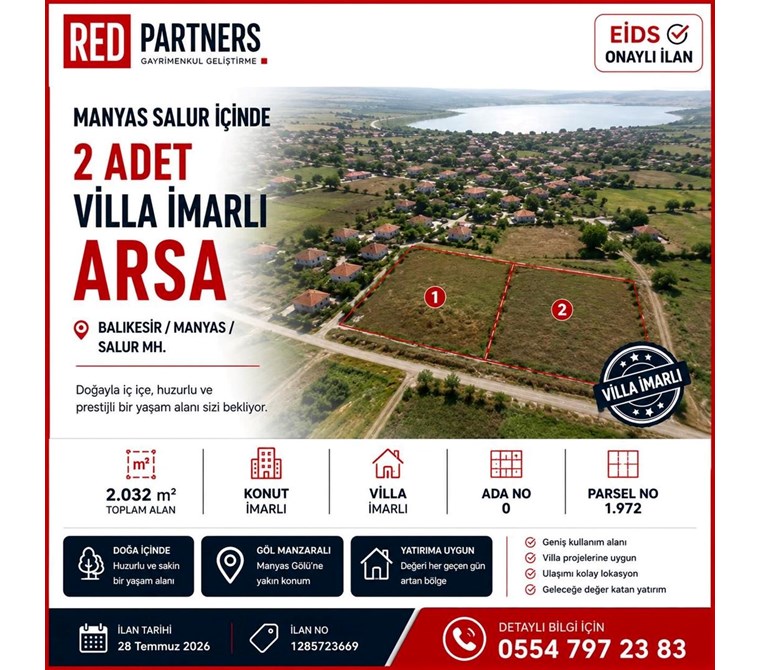 Manyas Salur içinde 2 adet Villa imarlı Tek parselde 1.100m2