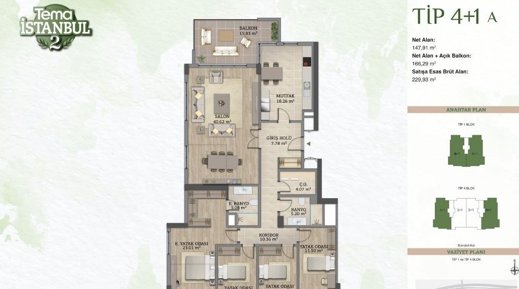 Halkalı Tema 2’de Özel Dekorasyonlu 4+1 | 166 m² Net | Yerden Isıtma | Aile Yaşamına Hazır