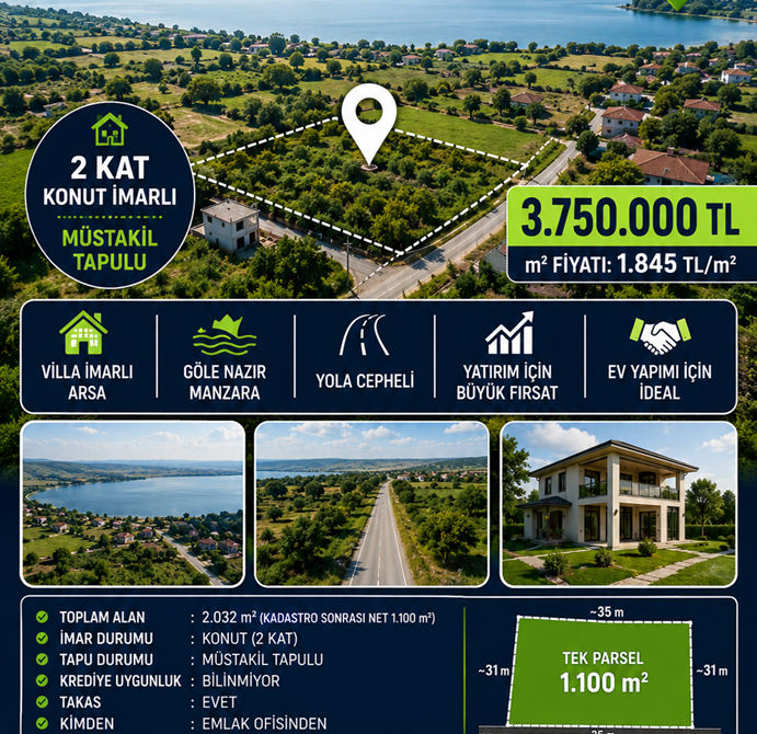 Manyas Salur içinde 2 adet Villa imarlı Tek parselde 1.100m2