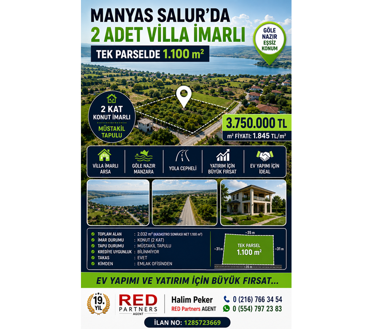 Manyas Salur içinde 2 adet Villa imarlı Tek parselde 1.100m2