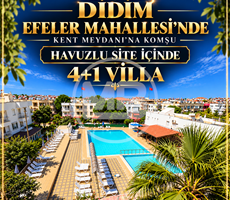 DİDİM EFELER'DE KENT MEYDANINA YAKIN HAVUZLU SİTEDE 4+1 TRİPLEKS VİLLA