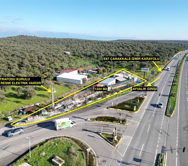 ALTIN EMLAKTAN AYVALIK GİRİŞİNDE SATILIK 1224 M2 TİCARİ ALAN