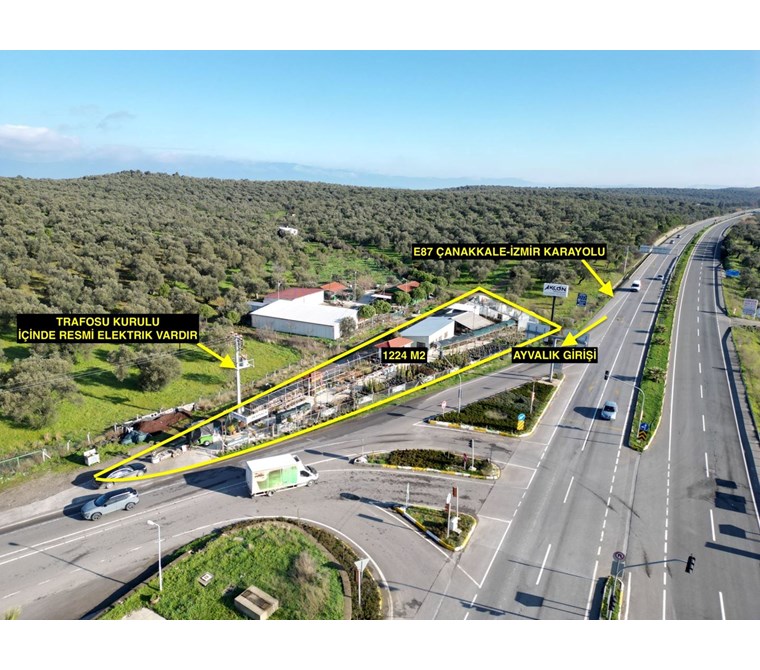 ALTIN EMLAKTAN AYVALIK GİRİŞİNDE SATILIK 1224 M2 TİCARİ ALAN