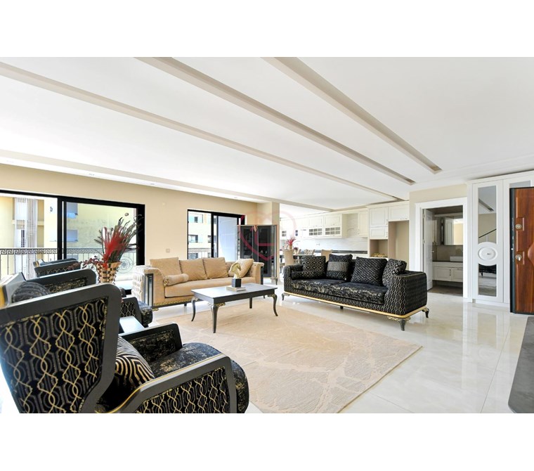 Furnished premium dublex 3+1 apartment in TOPRAK PALACE with sea view, eligible for citizenship.