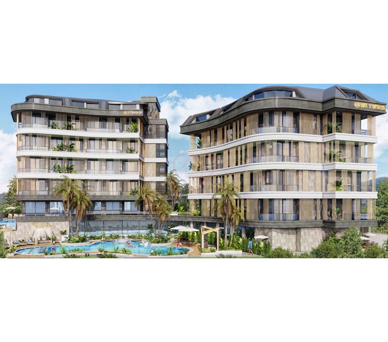 Modern 1+1 apartment in the prestigious QIWI TWINS complex — located in the greenest area Oba