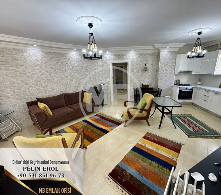 DİDİM ÇAMLIK MAHALLESİ'NDE DENİZE YÜRÜME MESAFESİNDE EŞYALI 2+1 DAİRE