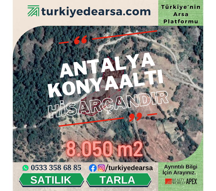 Antalya Konyaaltı Hisarçandır Satılık Tarla -2 adet yanyana-