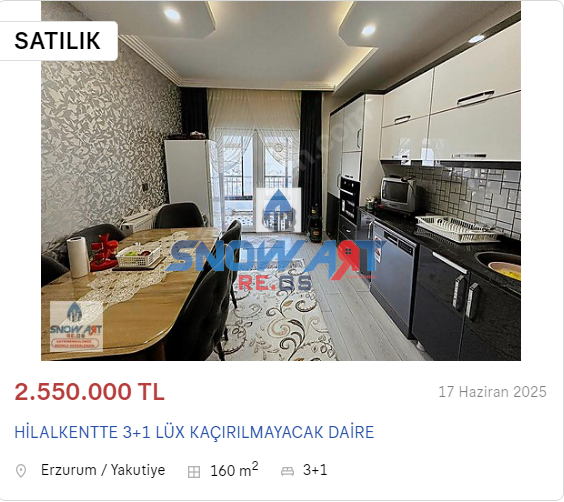 HİLALKENTTE 3+1 LÜX KAÇIRILMAYACAK DAİRE