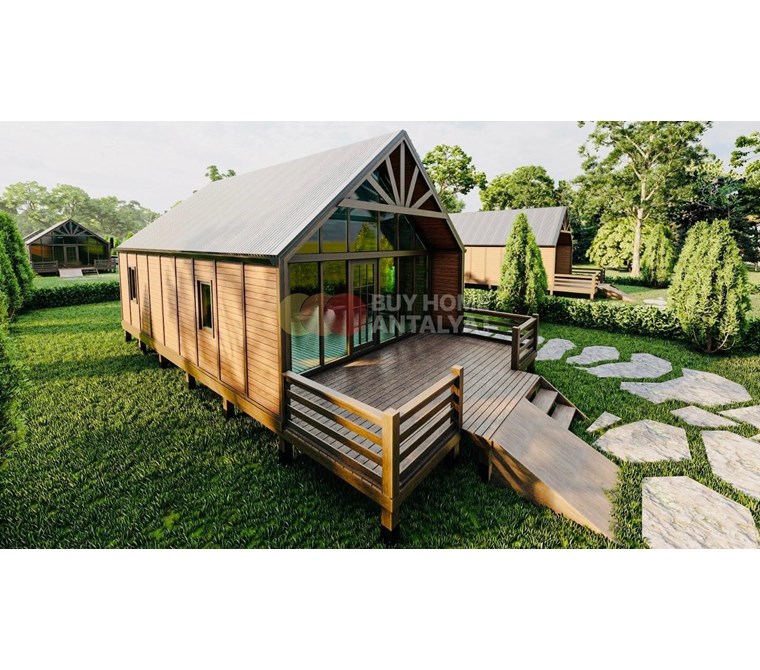 A Wonderful Detached Life in the Green Nature of Antalya, Loft Style Wooden Villas for Sale