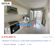 *OBAKENT 'TE SATILIK 3+1 LÜKS DAİRE KAÇIRILMAYACAK FIRSAT* !!!