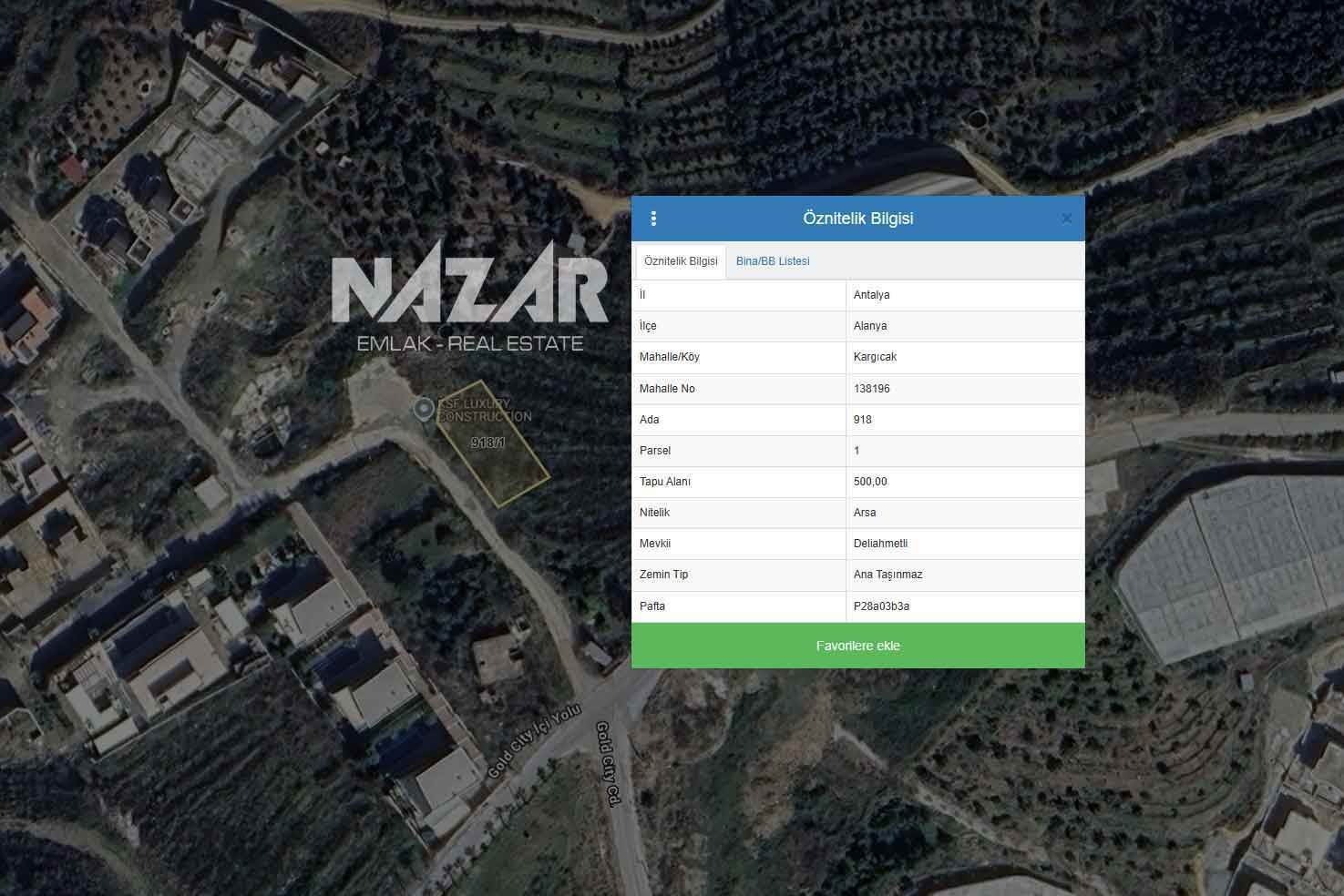 500 m² Plot with Planning Permission and Sea Views in Kargıcak, Alanya