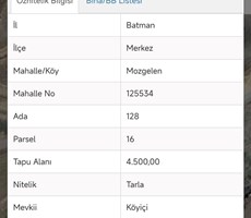 EMLAK 72 DEN MOZGELEN KÖYÜNDE SATILIK MÜSTAKİL TARLA