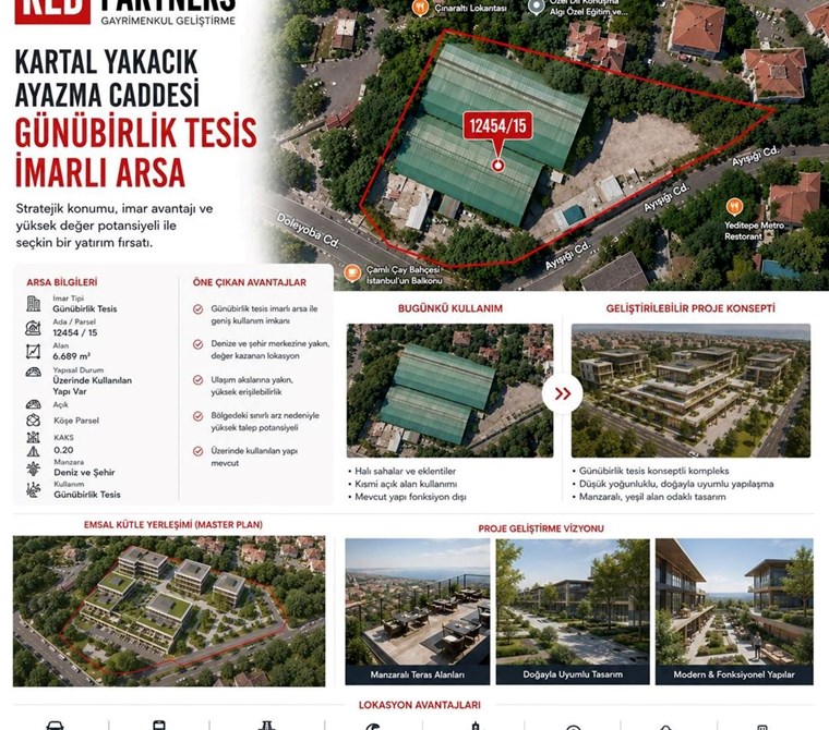 Tarihi Ayazma Caddesine cepheli 6.689m2 Günübirlik Tesis İmarlı