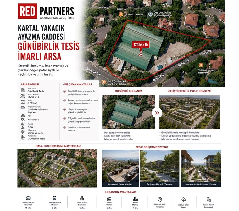 Tarihi Ayazma Caddesine cepheli 6.689m2 Günübirlik Tesis İmarlı