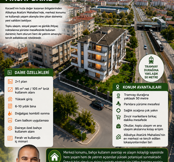 ALİKAHYA ATATÜRK MAHALLESİ'NDE MERKEZİ KONUMDA, BAHÇE KULLANIMLI 2+1 FIRSAT DAİRE