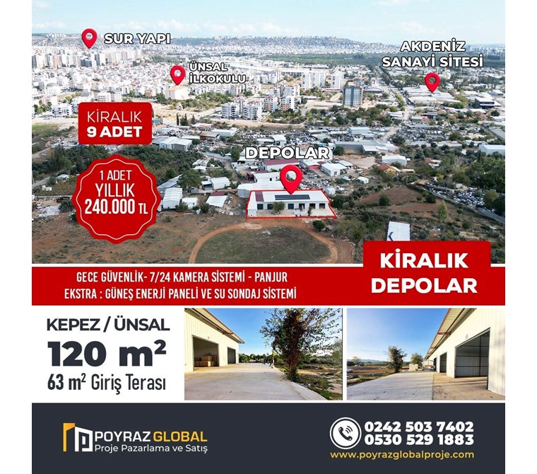 POYRAZ'DAN ÜNSAL MAHALLESİNDE 120m² KİRALIK DEPO