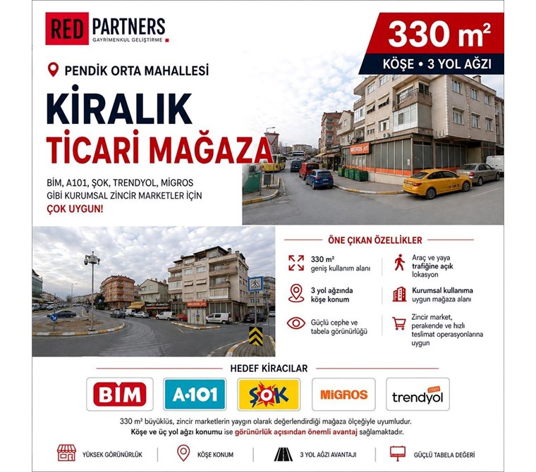 Ticari Fırsat Mağaza Pendik 3 Yol Ağzı Köşe