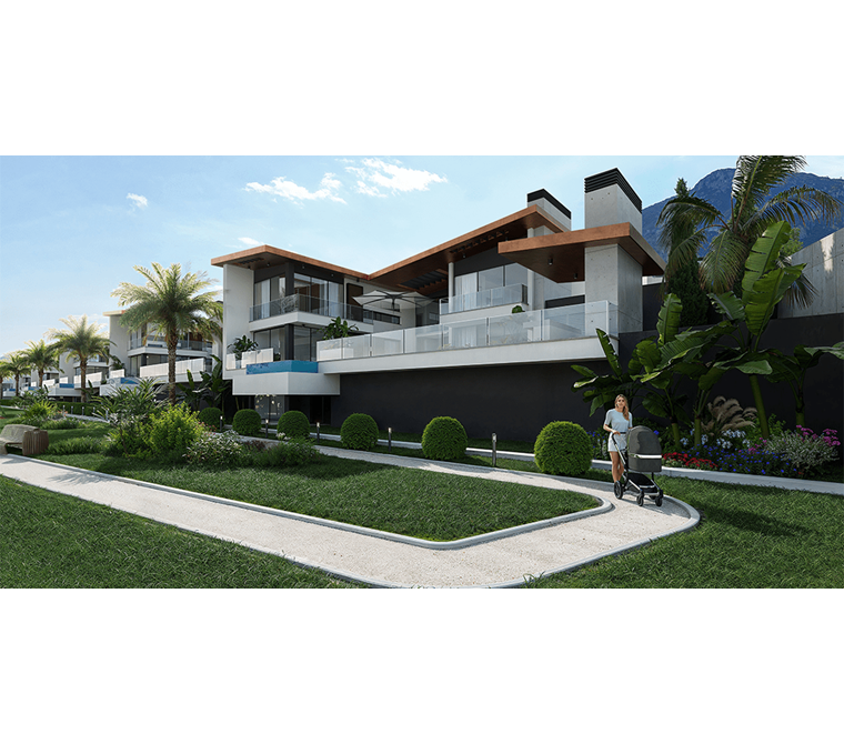 Girne edremitin zirvesinde, doğanın ve Akdeniz’in sonsuz maviliği ile çevrili bir yaşam sunuyor.