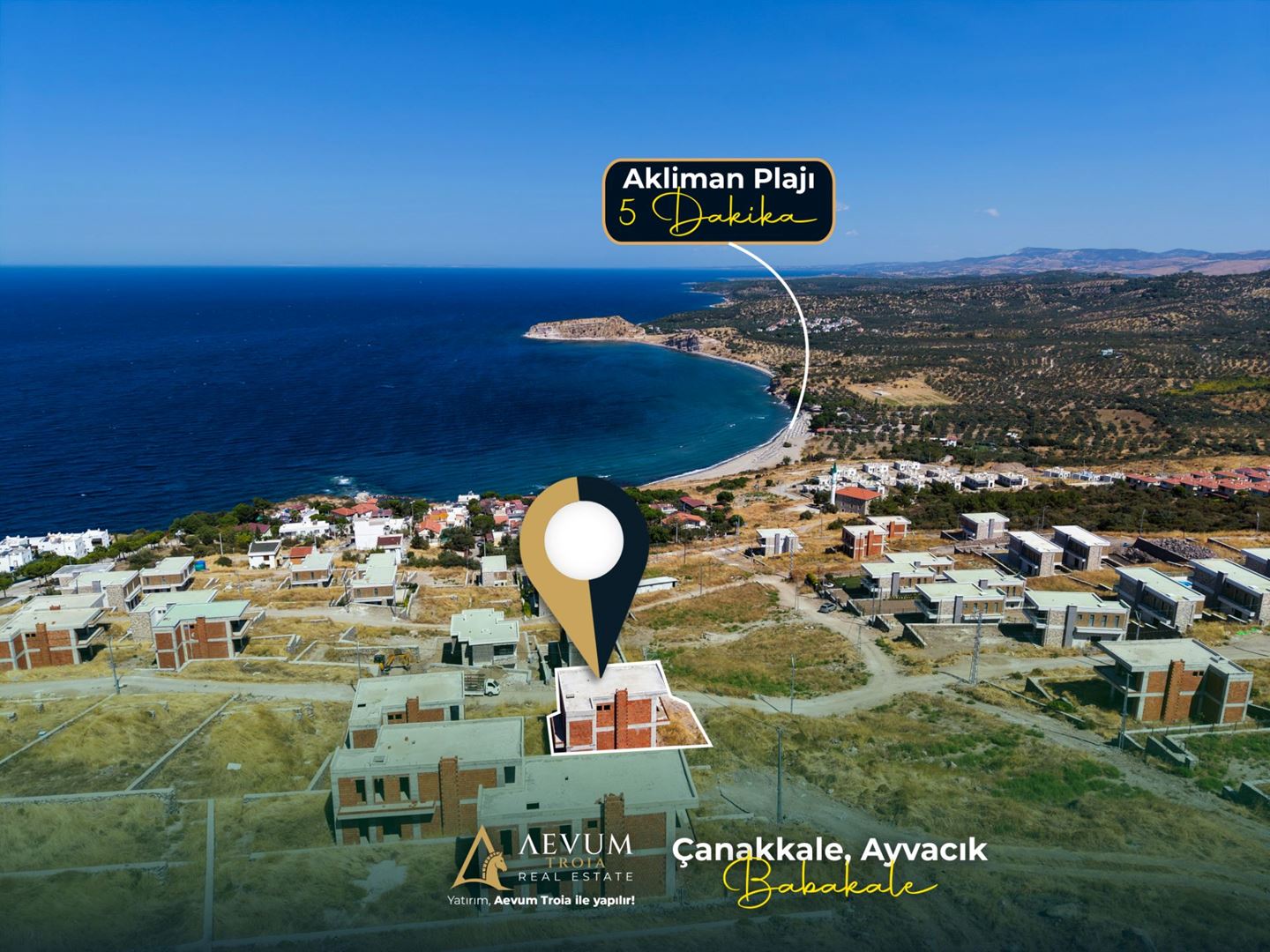BABAKALE AKLİMANDA DENİZ MANZARALI MÜSTAKİL 3+1 VİLLA — Çanakkale gayrimenkul ilan görseli 3 / 24, Aevum Troia