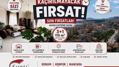 Kaçırılmayacak Fırsat! Deniz ve Doğa Manzaralı 115 m² 3+1
