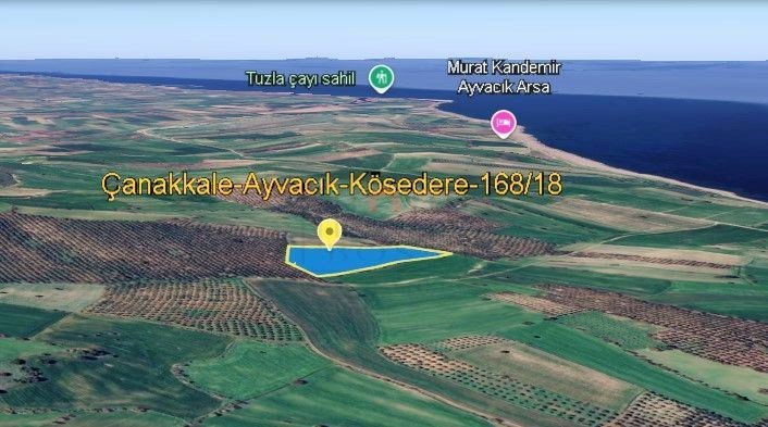 ÇANAKKALE AYVACIK KÖSEDERE KÖYÜNDE DENİZ MANZARALI SATILIK TARLA