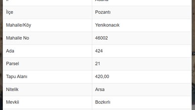 ADANA / Pozantı BOZKIRLI'DA SATILIK VİLLA İMARLI ARSA