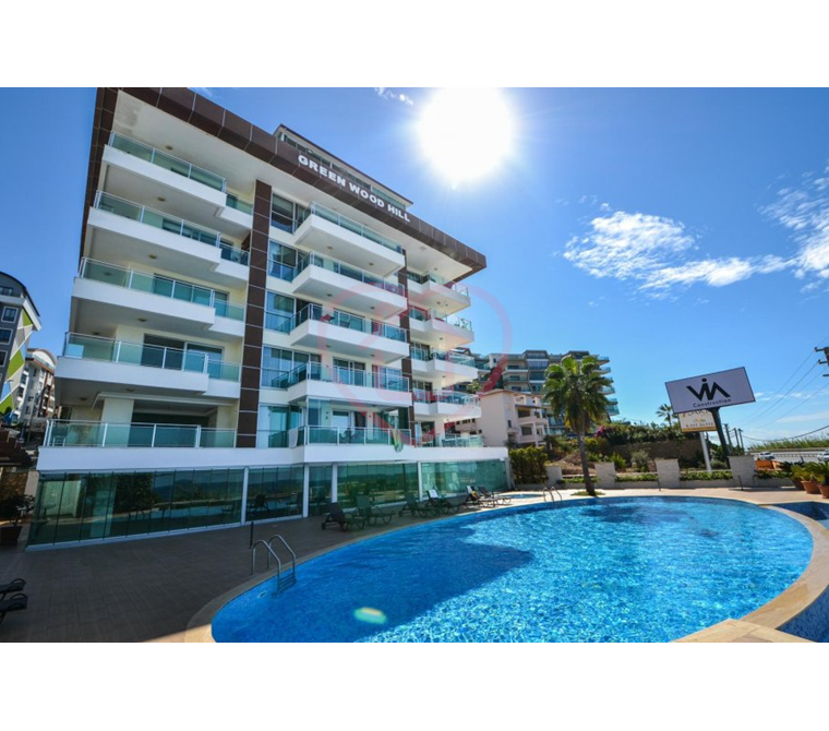 1+1 Furnished, Sea & Mountain View Apartment for Sale