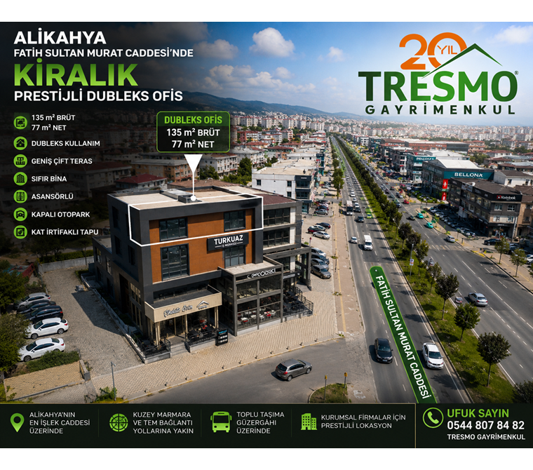 ALİKAHYA FATİH MAHALLESİ'NDE KİRALIK PRESTİJLİ OFİS