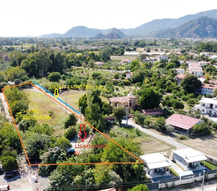 Ortaca Okcular'da 2940 m2 içerisinde kayıtlı evi olan tarla